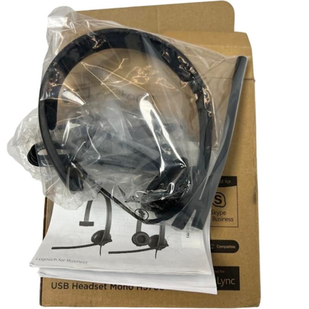 NWT! Logitech H570e Wired Headset Mono Headphones-Noise-Cancelling Microphone